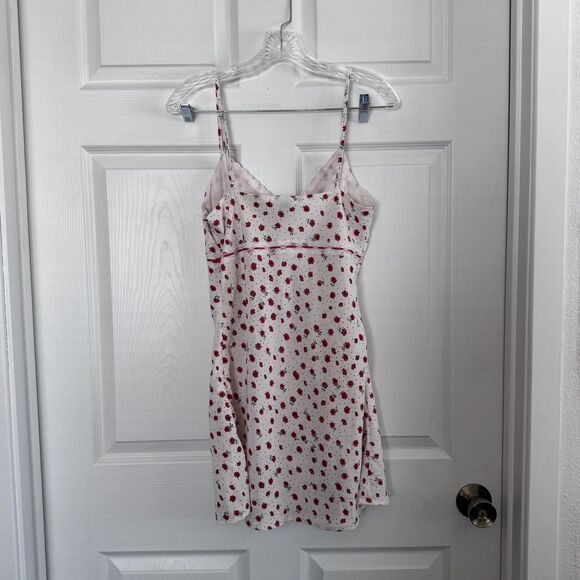 Forever 21 Dress Womens Medium White Red Floral Lace Slip Cami Lined Mini Zipper - Picture 7 of 9